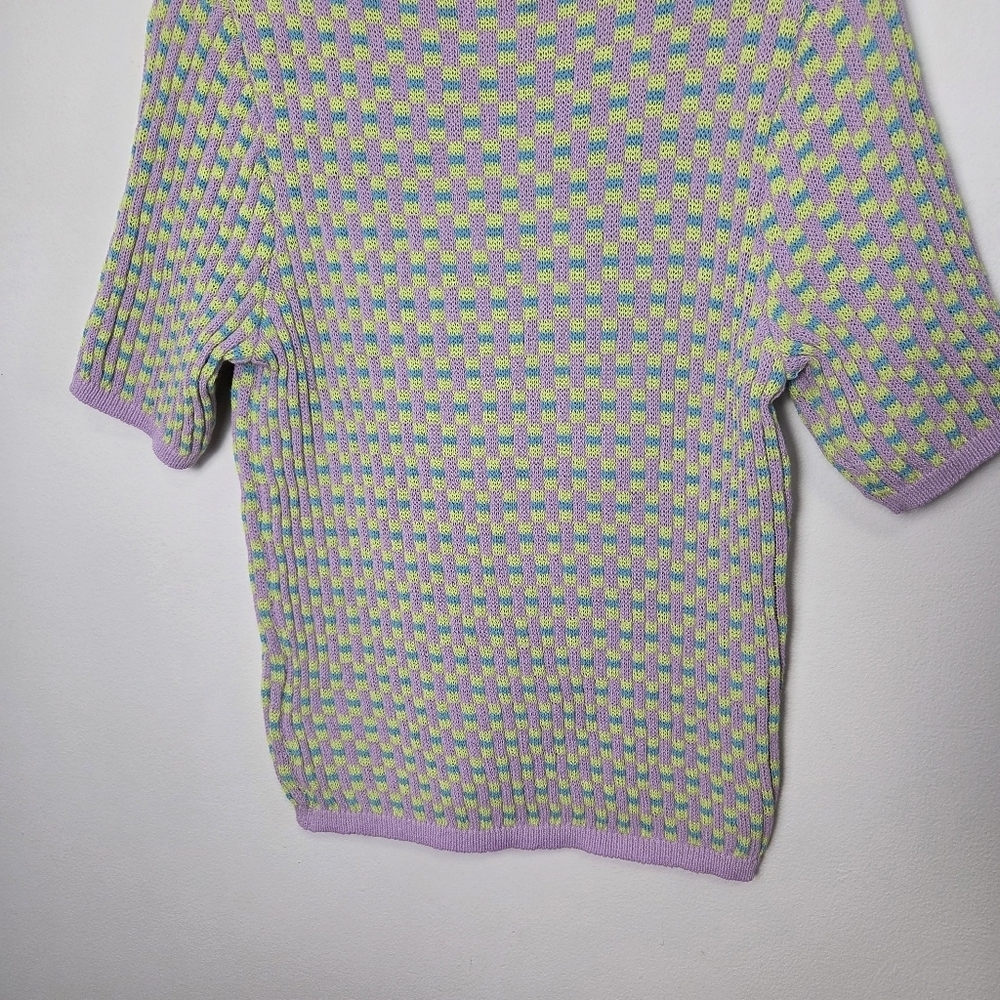 Lavender Check Knit Short-Sleeve Top - Picture 12 of 12